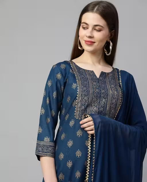 Printed Cotton Kurta Pants for Women - Image 2