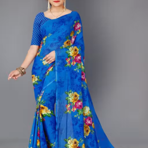 Women's Floral Printed Daily Wear Saree without Blouse Piece