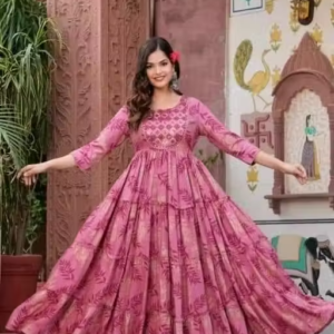 Flayered Anarkali kurti with embroidery yog