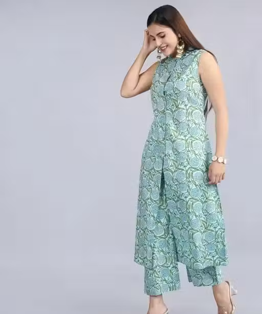 Printed Rayon Kurta Palazzos Fit/ for Women