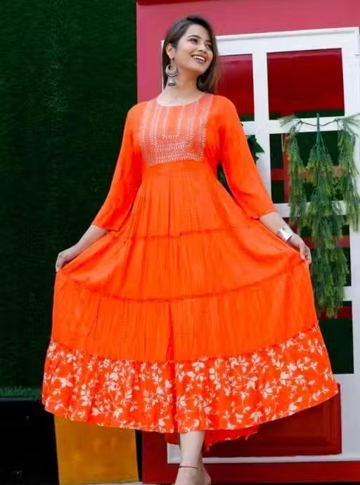 Women Anarkali Kurti with Embroidery n