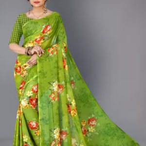 Women's Floral Printed Daily Wear Saree with Unstitched Blouse Piece
