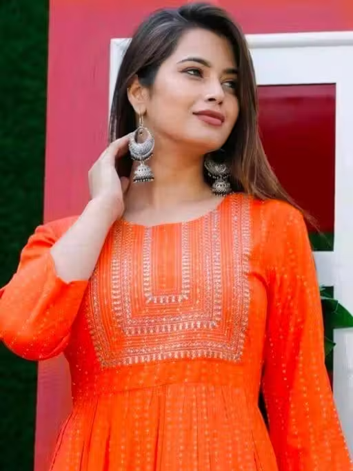 Women Anarkali Kurti with Embroidery n - Image 2