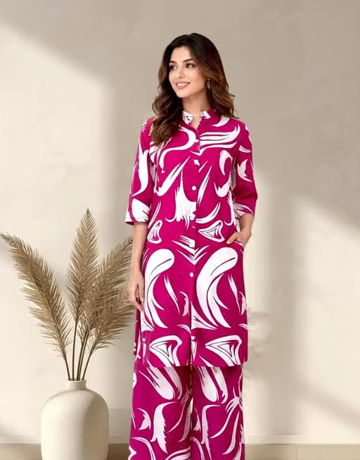 Printed Crepe Kurta Palazzos Fit/ for Women
