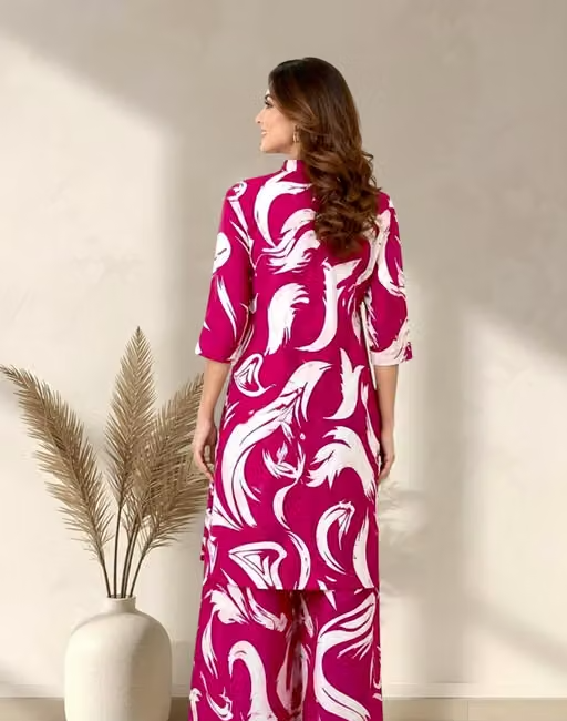 Printed Crepe Kurta Palazzos Fit/ for Women - Image 2