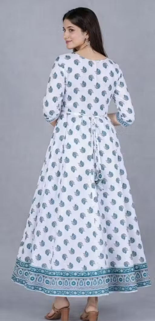 Maha saving offer Women White Gowns / kurti #gown for women #gown for women wedding party #gown for women party #gown dress women #gown #kurti for women #kurti pant set #short kurti for women #kurti set for women #kurta set for women #cotton kurta set #kurta for women #kurti - Image 3