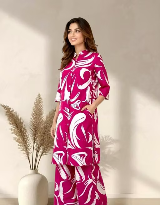 Printed Crepe Kurta Palazzos Fit/ for Women - Image 3