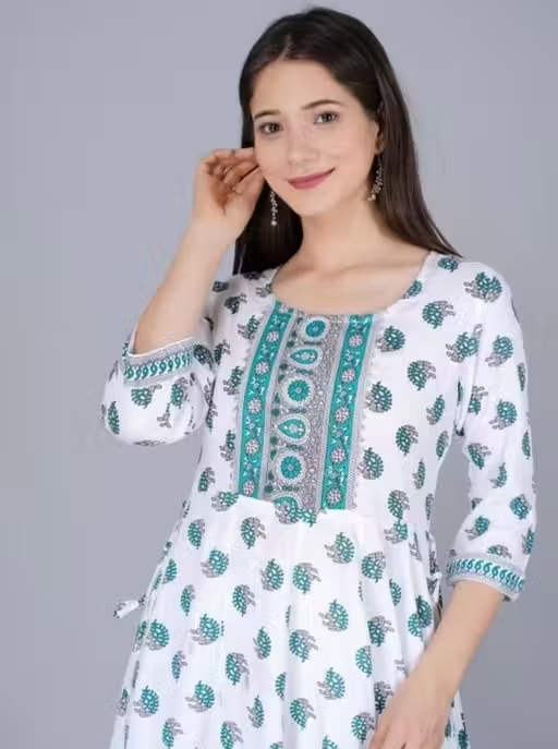 Maha saving offer Women White Gowns / kurti #gown for women #gown for women wedding party #gown for women party #gown dress women #gown #kurti for women #kurti pant set #short kurti for women #kurti set for women #kurta set for women #cotton kurta set #kurta for women #kurti - Image 4