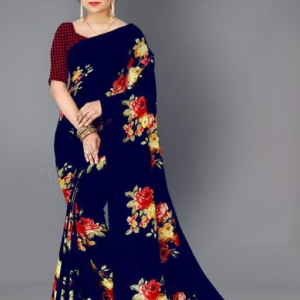 Women's Floral Printed Daily Wear Saree with Unstitched Blouse Piece