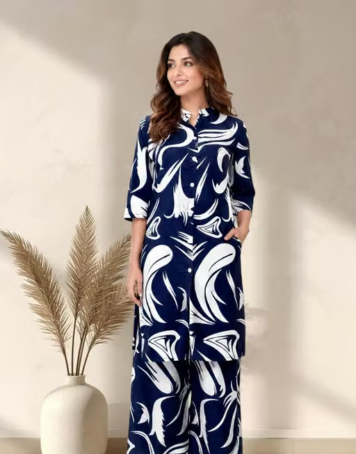 Printed Crepe Kurta Palazzos Fit/ for Women