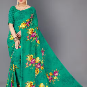 Women's Floral Printed Daily Wear Saree with Unstitched Blouse Piece