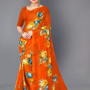 Women's Floral Printed Daily Wear Saree with Unstitched Blouse Piece