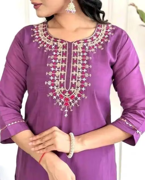 Embellished Rayon Kurta Pants Fit/ for Women - Image 4