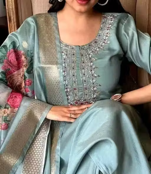 Printed Rayon Kurta Palazzos for Women - Image 4