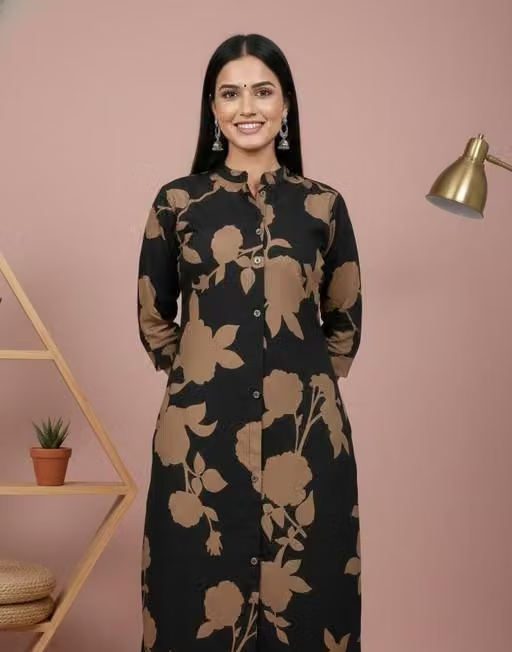 Printed Crepe Kurta Pants Fit/ for Women - Image 2