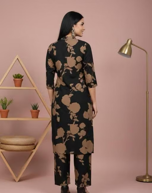 Printed Crepe Kurta Pants Fit/ for Women - Image 3