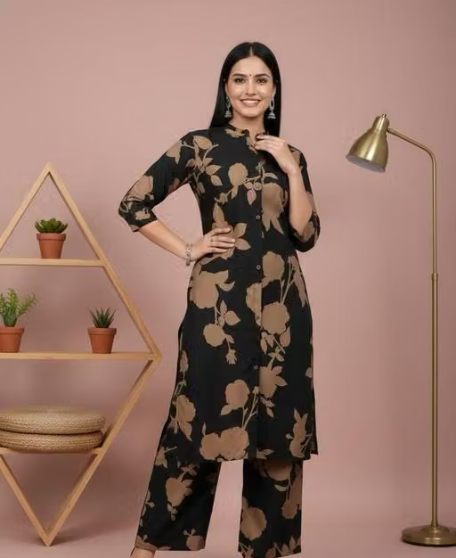Printed Crepe Kurta Pants Fit/ for Women - Image 4