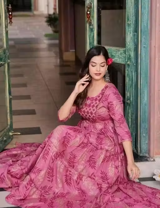 Flayered Anarkali kurti with embroidery yog - Image 2