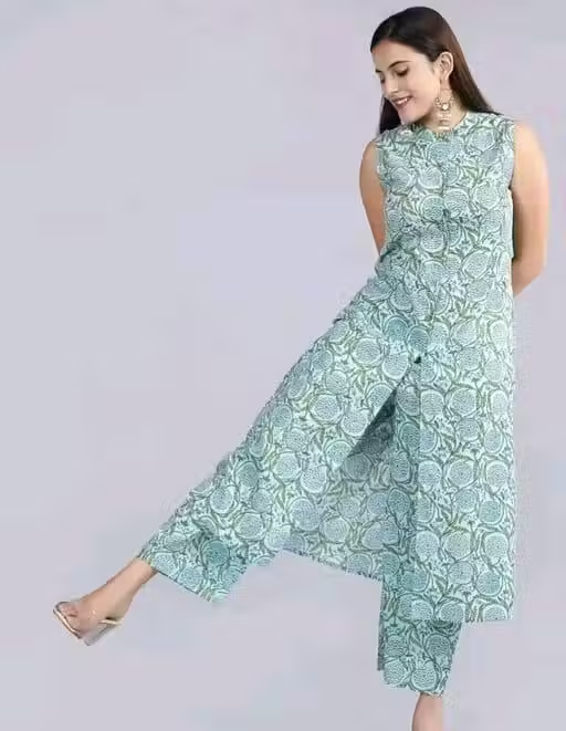 Printed Rayon Kurta Palazzos Fit/ for Women - Image 2