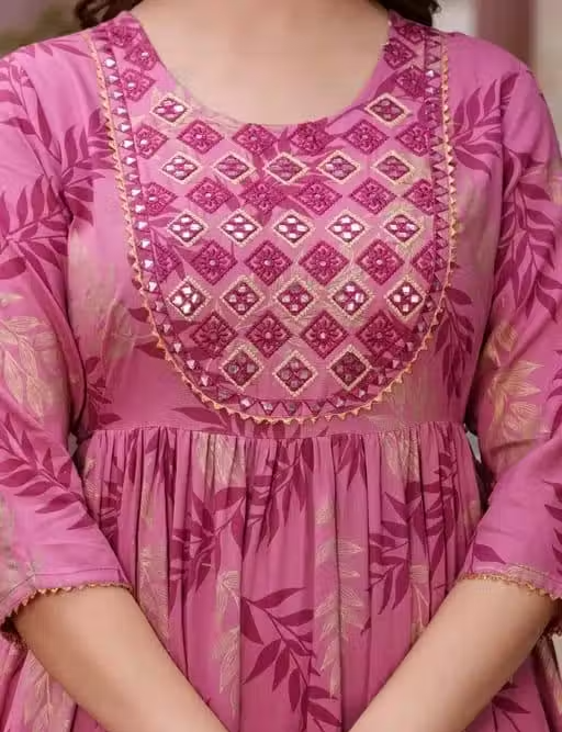 Flayered Anarkali kurti with embroidery yog - Image 3