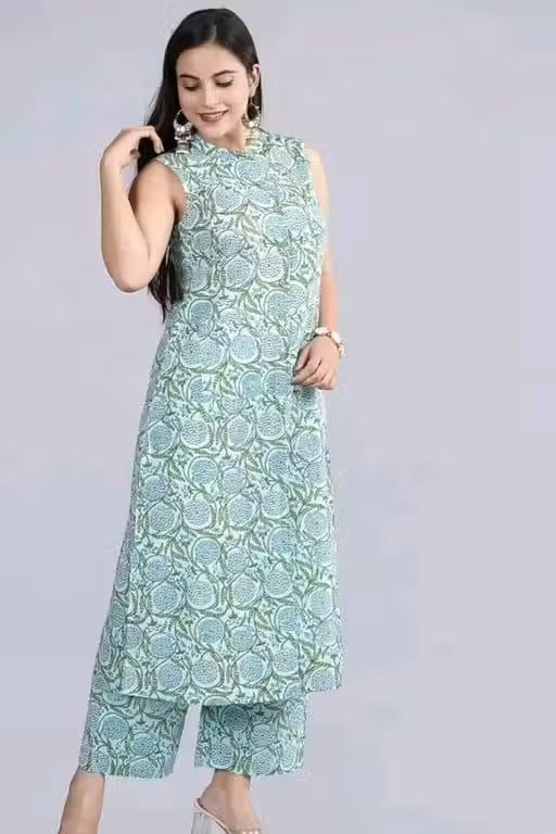 Printed Rayon Kurta Palazzos Fit/ for Women - Image 3