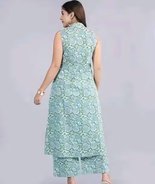 Printed Rayon Kurta Palazzos Fit/ for Women - Image 4