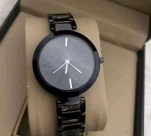 New Ethnic Solid Black Designer Metal Analog Watch for Women