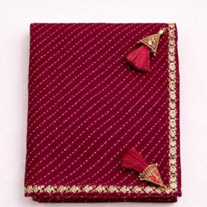 Lahriya Bandhani With Embroidery Lace