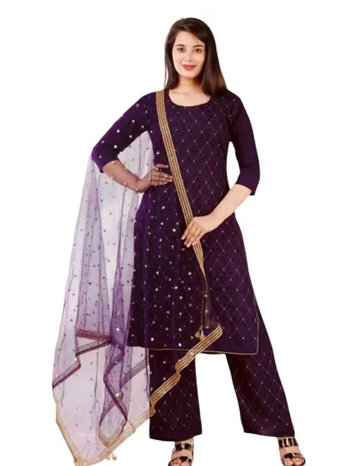 Embroidered Rayon Kurta Set for Women - Image 2
