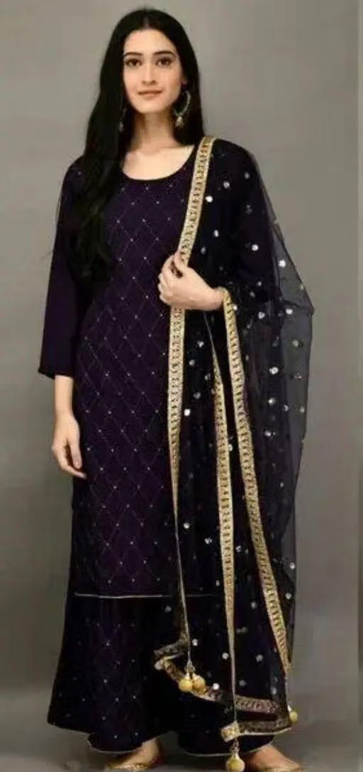 Embroidered Rayon Kurta Set for Women - Image 3