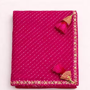 Lahriya Bandhani With Embroidery Lace