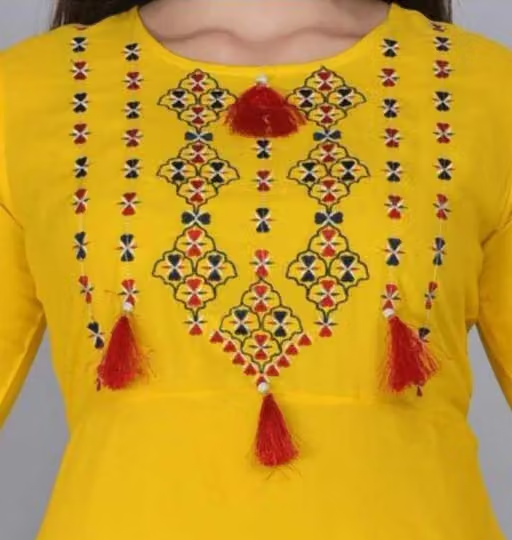 4 LATKAN yellow Embroidered kurti woman,s - Image 2