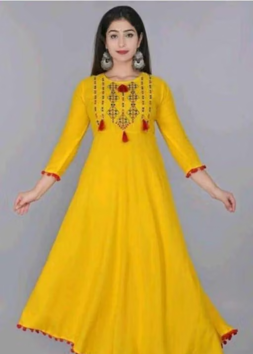 4 LATKAN yellow Embroidered kurti woman,s - Image 3