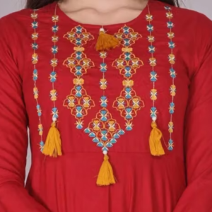 4 LATKAN Maroon Embroidered kurti woman,s