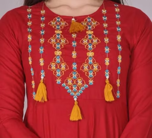 4 LATKAN Maroon Embroidered kurti woman,s