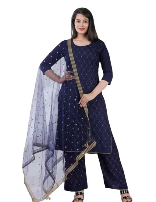 Embroidered Rayon Kurta Set for Women - Image 2