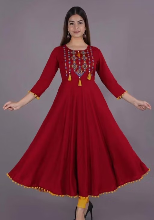 4 LATKAN Maroon Embroidered kurti woman,s - Image 3