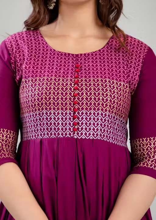 Women Rayon Printed Aaradhya Anarkali Kurtis - Image 3