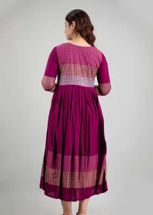 Women Rayon Printed Aaradhya Anarkali Kurtis - Image 4