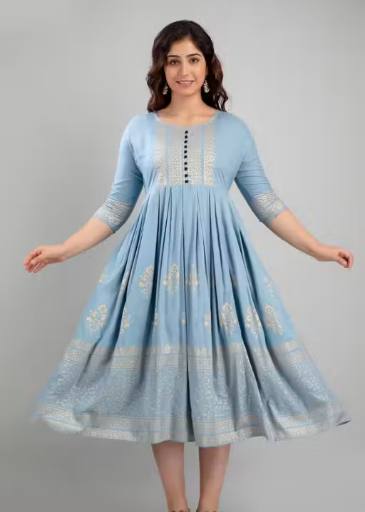 Women Rayon Printed Aaradhya Anarkali Kurtis