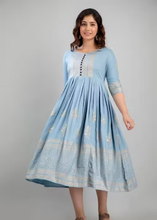 Women Rayon Printed Aaradhya Anarkali Kurtis - Image 2