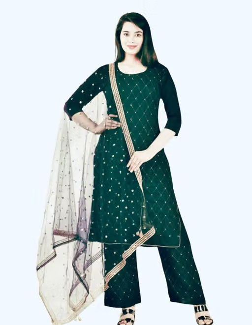 Embroidered Rayon Kurta Set for Women - Image 2