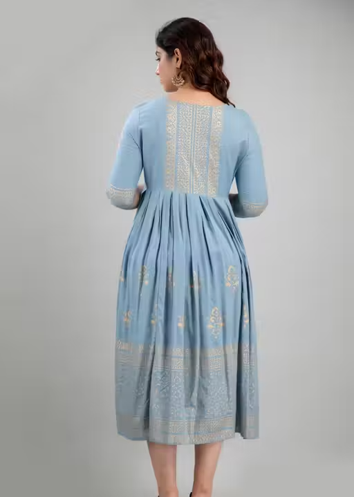 Women Rayon Printed Aaradhya Anarkali Kurtis - Image 3