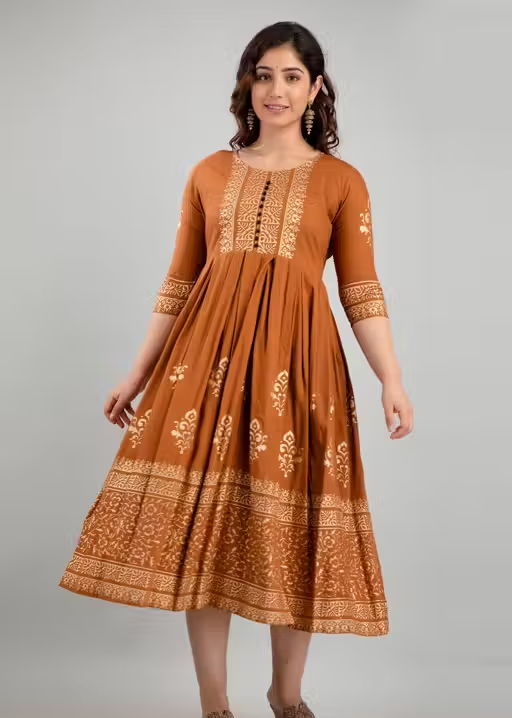 Women Rayon Printed Aaradhya Anarkali Kurtis