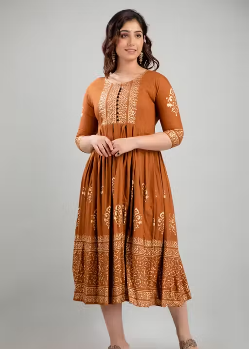 Women Rayon Printed Aaradhya Anarkali Kurtis - Image 2