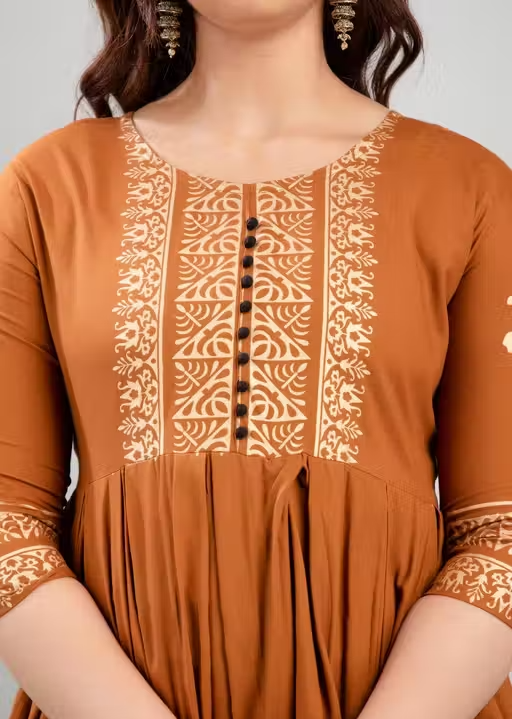 Women Rayon Printed Aaradhya Anarkali Kurtis - Image 3