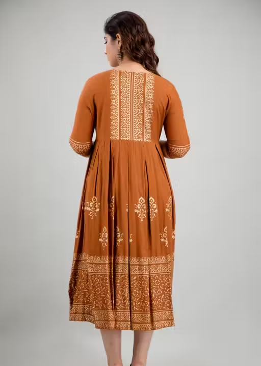 Women Rayon Printed Aaradhya Anarkali Kurtis - Image 4
