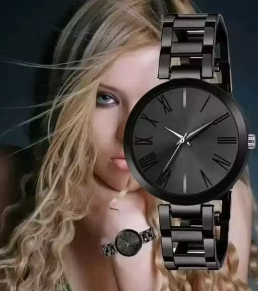 New Ethnic Solid Black Designer Metal Analog Watch for Women - Image 2