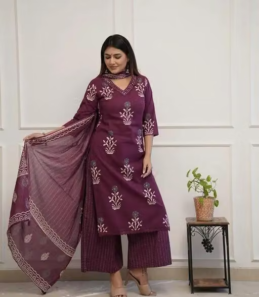 Printed Cotton Kurta Set for Women