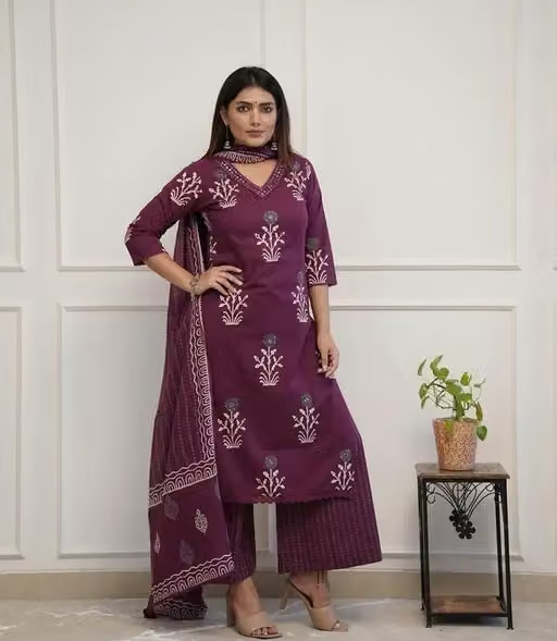 Printed Cotton Kurta Set for Women - Image 2